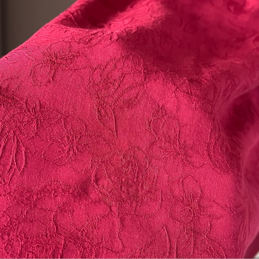 14.Ingrid & Isabel Maternity Long Sleeve Smocked Jacquard Ruby Red Holiday Dress - Picture 5 of 8